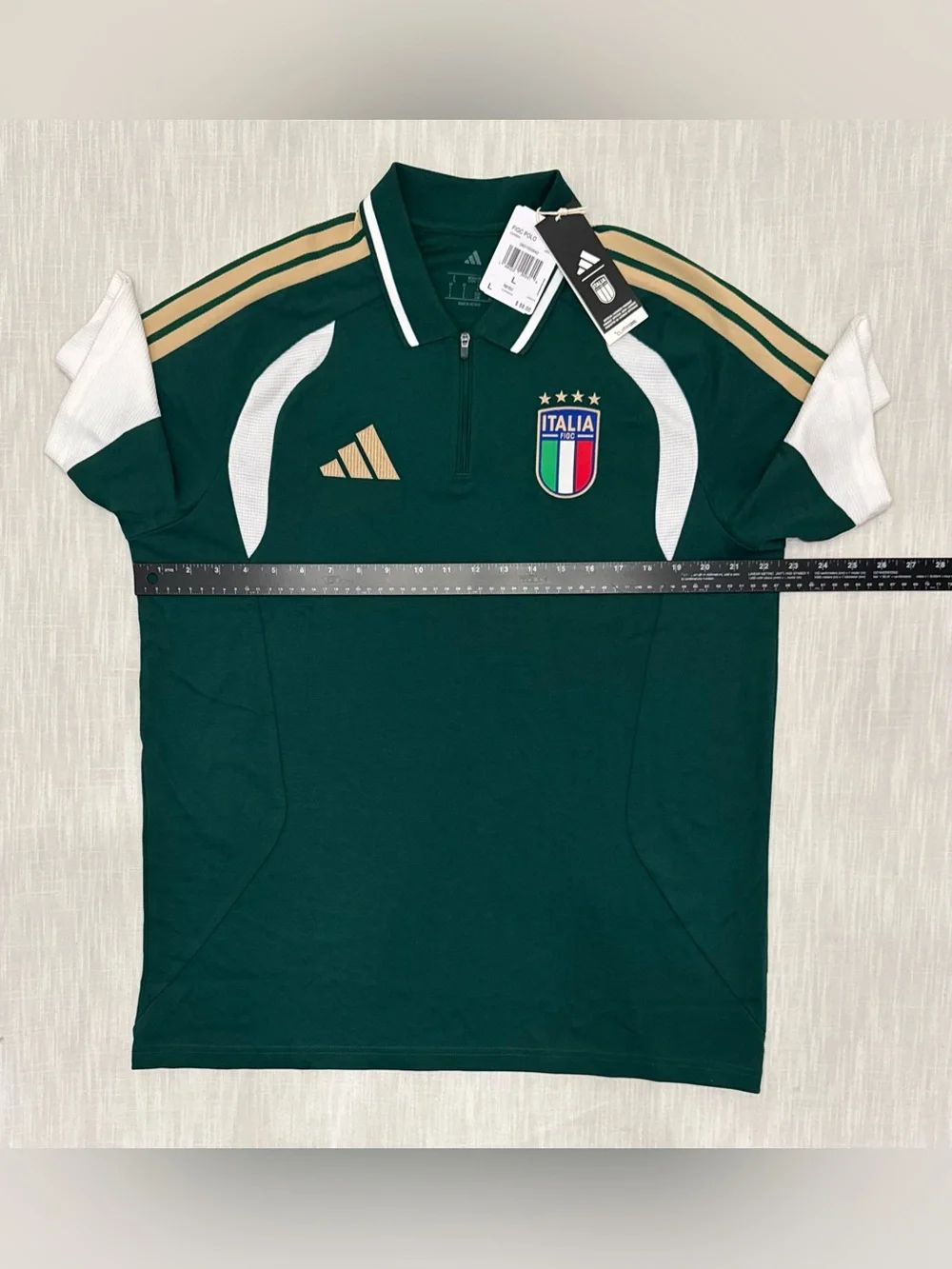 Adidas Italy Italia 26 Tiro Polo Shirt Mens L Collegiate Green Soccer JZ9372 NWT